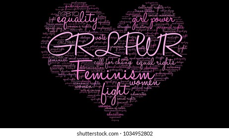 GRL PWR word cloud on a black background. 