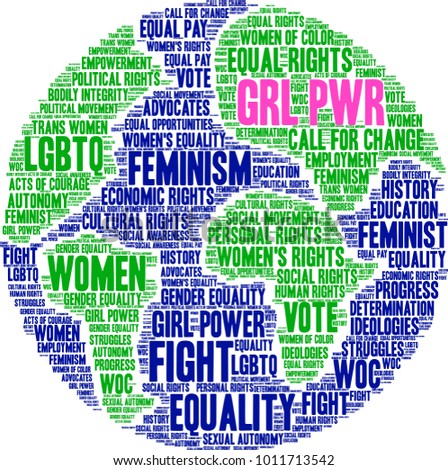 GRL PWR word cloud on a white background. 