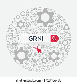 GRNI mean (goods receipt not invoiced) Word written in search bar ,Vector illustration.