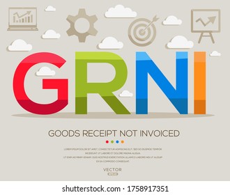 grni mean (goods receipt not invoiced) ,letters and icons,Vector illustration.
