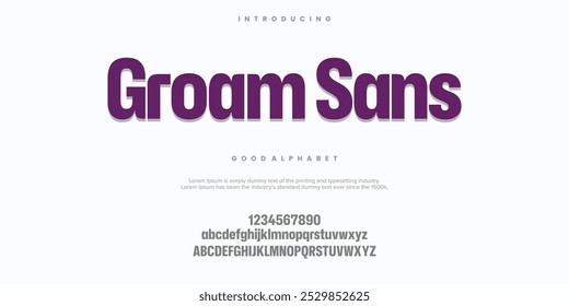 Groam Sans fontes de alfabeto modernas mínimas. Tipografia minimalista urbana digital fashion futura fonte logotipo criativo. ilustração vetorial