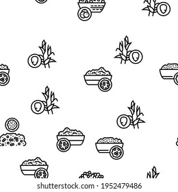 Groats Natural Food Vector Seamless Pattern Thin Line Illustration