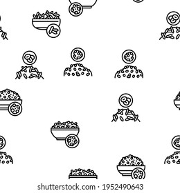 Groats Natural Food Vector Seamless Pattern Thin Line Illustration