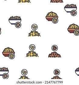 Groats Natural Food Vector Seamless Pattern Thin Line Illustration