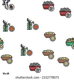 Groats Natural Food Vector Seamless Pattern Thin Line Illustration