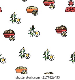 Groats Natural Food Vector Seamless Pattern Thin Line Illustration