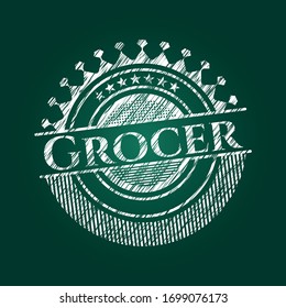 Grocer chalkboard emblem. Vector Illustration. Detailed.