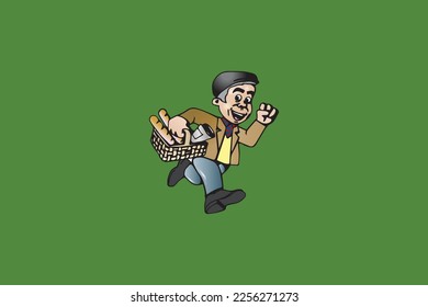 Grocer Mascot Illustration Vektordesign