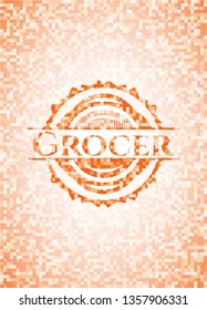 Grocer orange mosaic emblem