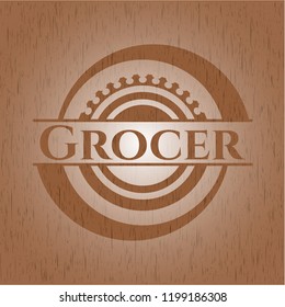 Grocer wood emblem. Retro