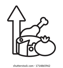 comestibles con diseño de ilustración vectorial con estilo de línea de flecha hacia arriba
