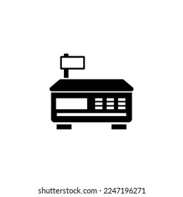 Groceries Digital Weighing Scale. Flat Vector Icon illustration. Simple black symbol on white background. Groceries Digital Weighing Scale sign design template for web and mobile UI element.