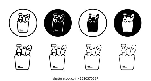 Groceries icon Black and white outline vector