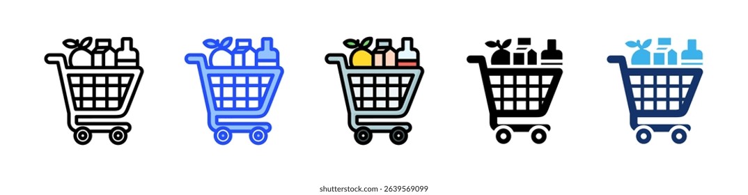Groceries Icon Collection With Multiple Styles