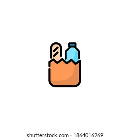 Groceries icon. E-commerce and online shopping icon. Simple, outline, flat, black, color.