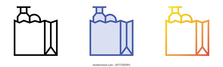 groceries icon. Linear, Blue Fill and Gradient Style Design Isolated On White Background