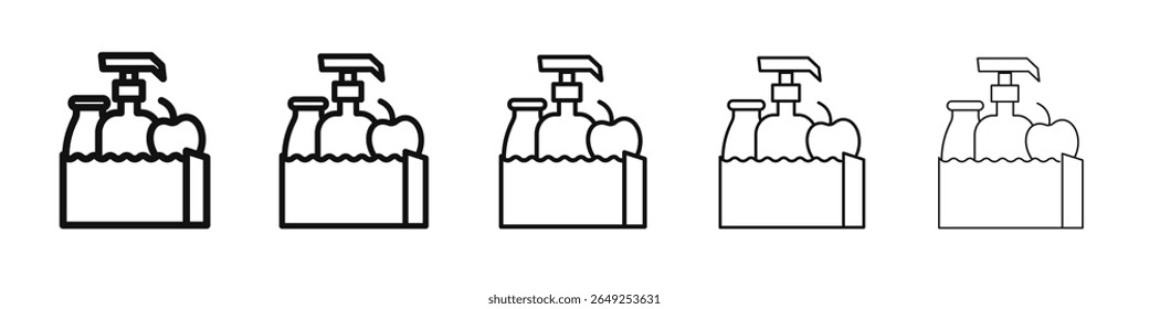 Groceries icon vector outline set illustration sign