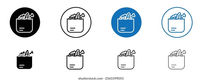 Groceries icons in black and blue colors