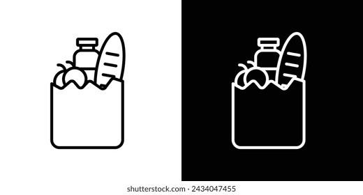 Groceries Line Icon on White Background for web.