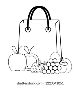 groceries purchase bag black and white