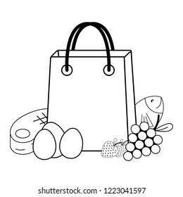 groceries purchase bag black and white