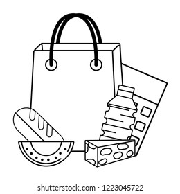 groceries purchase bag black and white