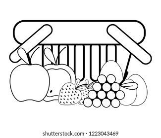 groceries purchase basket black and white