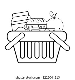 groceries purchase basket black and white