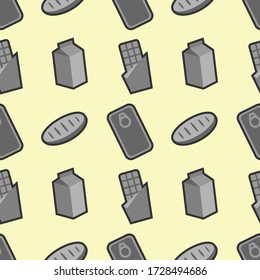 El patrón de los alimentos es impecable en un fondo blanco. Ilustración vectorial.