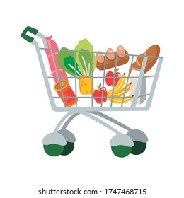 Groceries Shopping Cart Free Form Style Stock Vector (Royalty Free ...