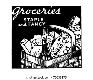 Groceries Staple And Fancy - Retro Ad Art Banner