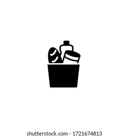 Groceries vector icon in black solid flat design icon isolated on white background