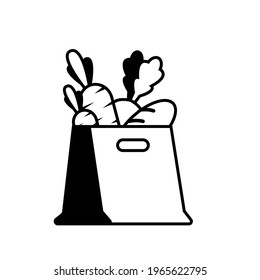 Groceries vector illustration of black and white lines