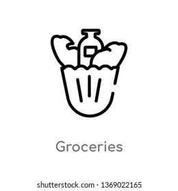 groceries vector line icon. Simple element illustration. groceries outline icon from fast food concept. Can be used for web and mobile