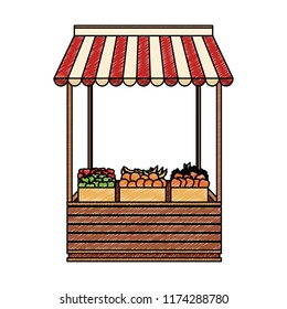 Groceries wooden stand scribble