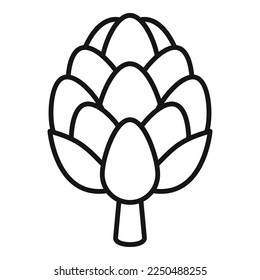 Vector de contorno de icono de alcachofa de comestibles. Comida vegetal. Planta de cocción