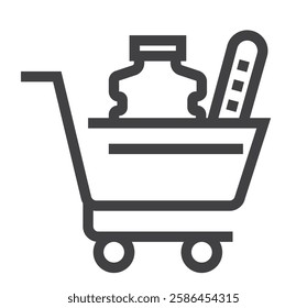 Grocery assortment supermarket isolated icon. Vector flat cartoon graphic design