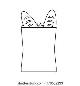 grocery bag with breads icon over white background vector illustration