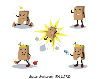 grocery bag cartoon set