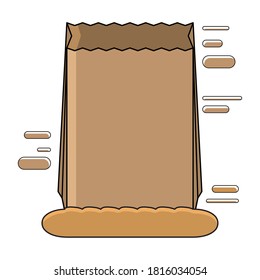 Icono de bolso de compras con pan - Ilustración vectorial