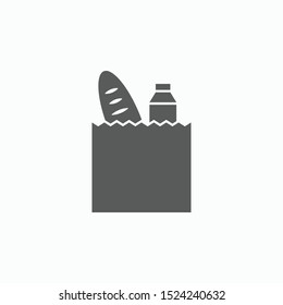grocery bag icon, paper bag vector illustration