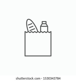 Grocery Bag Icon, Paper Bag Vector Illustration