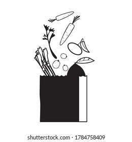 Grocery bag icon. Shopping bag with food - Vector
