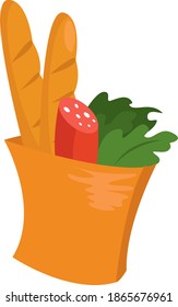 Grocery bag, illustration, vector on white background.
