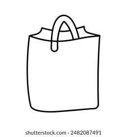 Línea de bolso de la tienda de comestibles dibujando arte de línea de Vector