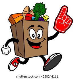 Grocery Bag Running with Foam Finger