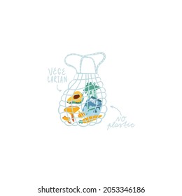 Grocery Bag Stickers Isolated On White Background