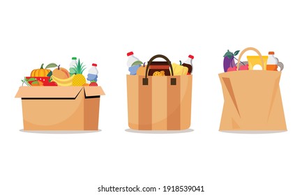 Sketch paper bag for grocery shopping Royalty Free Vector