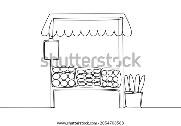 Grocery Bakery Stall Counter Marketplace Line Stock Vector (Royalty ...