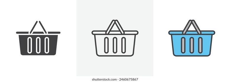 Grocery Basket Icon Set. Shopping Basket Vector Symbol.
